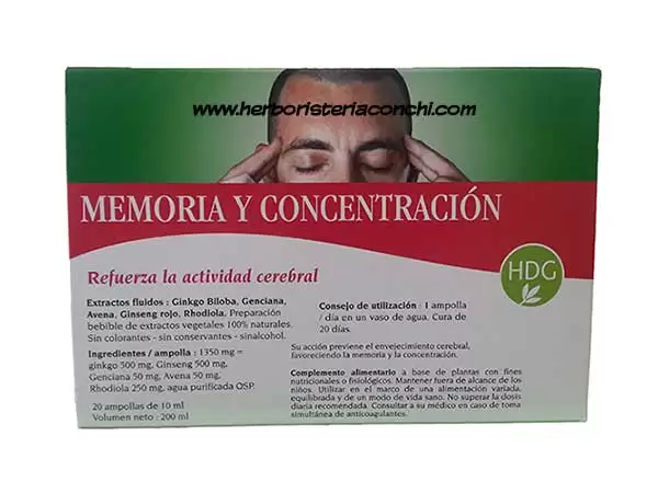 Memoria y Concentración - 20 Ampollas